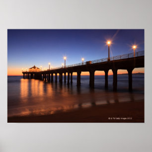 Manhattan Beach Pier bei Sonnenuntergang, Kaliforn Poster