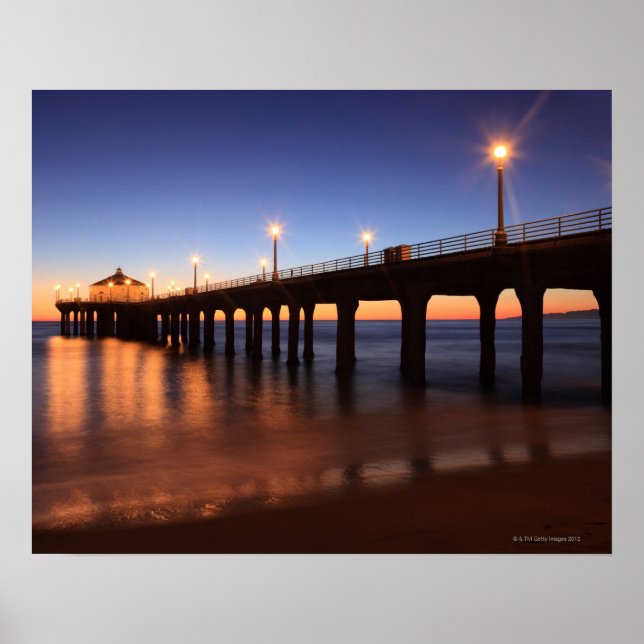 Manhattan Beach Pier bei Sonnenuntergang, Kaliforn Poster (Vorne)