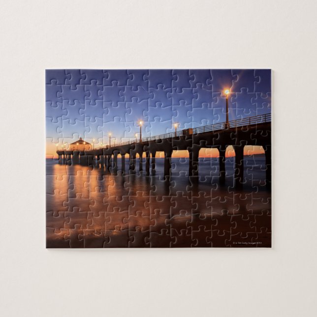 Manhattan Beach Pier bei Sonnenuntergang, Kaliforn Puzzle (Horizontal)