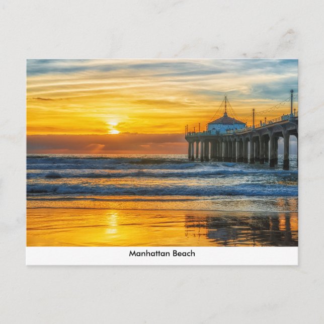 Manhattan Beach Pier bei Sunset Postcard Postkarte (Vorderseite)