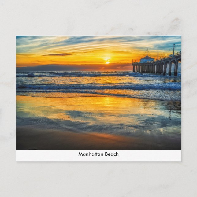 Manhattan Beach Pier bei Sunset Postcard Postkarte (Vorderseite)