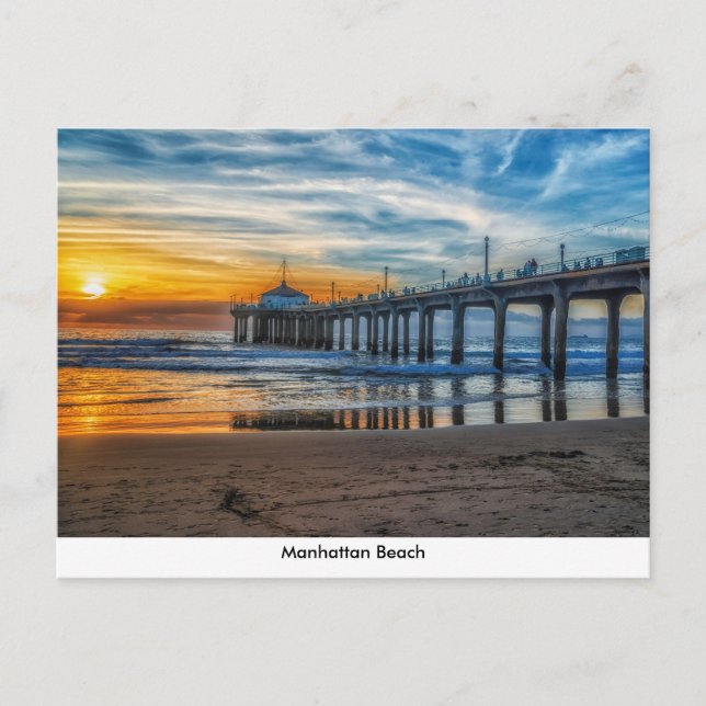 Manhattan Beach Pier bei Sunset Postcard Postkarte (Vorderseite)