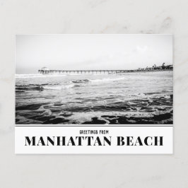 Manhattan Beach Pier, Black and White Postcard Postkarte