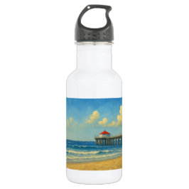 Manhattan Beach Pier mit Rotem Dach Edelstahlflasche
