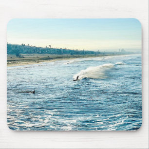 Manhattan Beach Pier Morning Surf - Zen Mouse Pad Mousepad