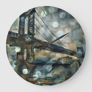 Manhattan Bridge abstrakt Große Wanduhr