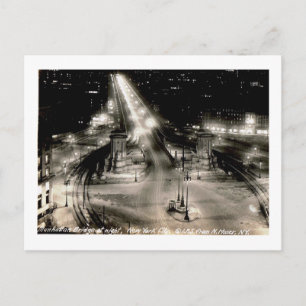 Manhattan Bridge at Night, New York City Vintag Postkarte