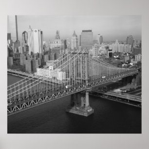 Manhattan Bridge Black and White Fotografy Poster