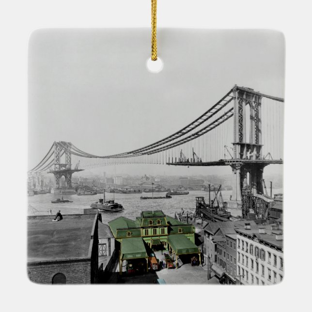 Manhattan Bridge Catharine Ferry New York Keramikornament (Rückseite)