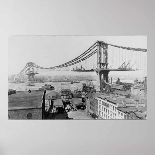 Manhattan Bridge New York City Construction 1909 Poster (Vorne)