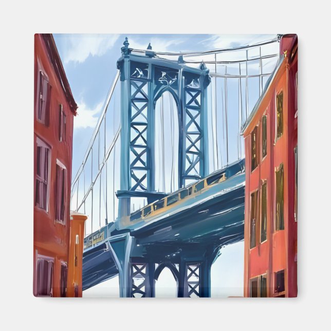 Manhattan Bridge New York City Gemälde Magnet (Vorne)
