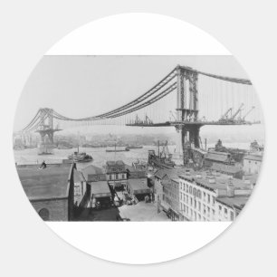 Manhattan Bridge Original Print Construction 1909 Runder Aufkleber