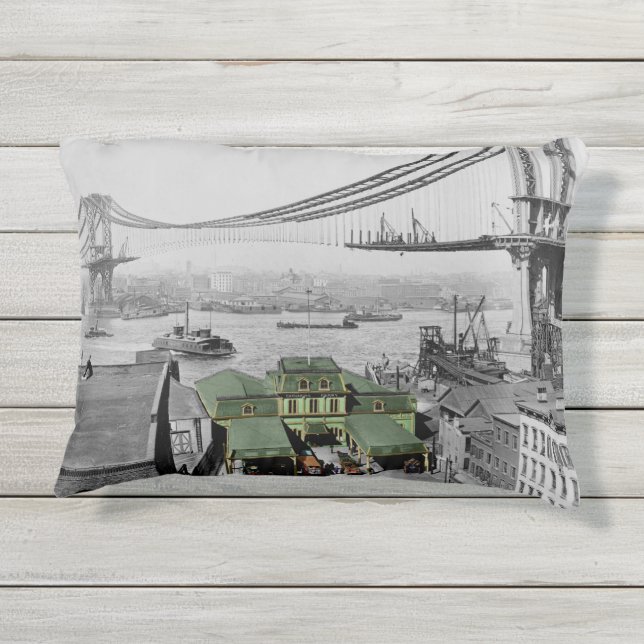 Manhattan-Brücke Catharine Fähre New York Kissen Für Draußen (Rückseite)