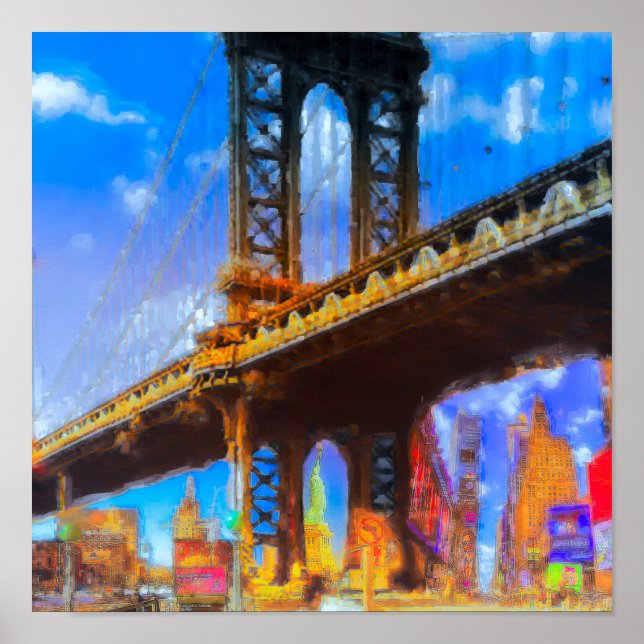 Manhattan-Brücke Collage Poster (Vorne)
