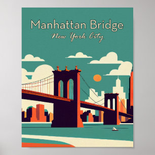 Manhattan-Brücke New York Minimalist Poster Art