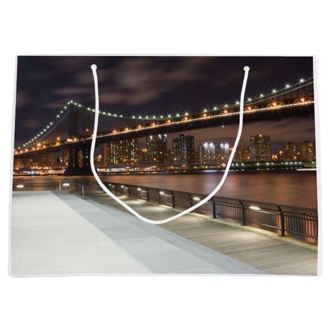 Manhattan-Brücke und NYC Skyline Große Geschenktüte (Vorderseite)