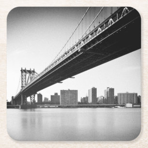 Manhattan-Brücke und Skyline, New York, US Rechteckiger Pappuntersetzer
