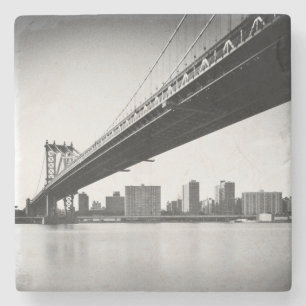 Manhattan-Brücke und Skyline, New York, US Steinuntersetzer