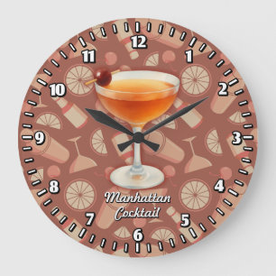 Manhattan Cocktail Große Wanduhr