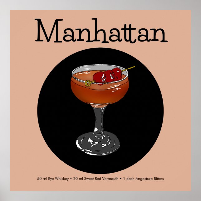 Manhattan Cocktail Illustration Poster (Vorne)