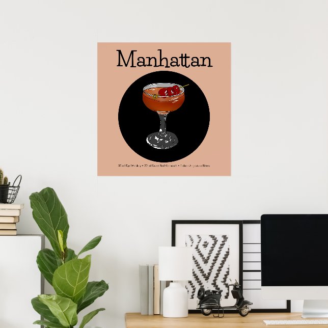 Manhattan Cocktail Illustration Poster (Heimbüro)
