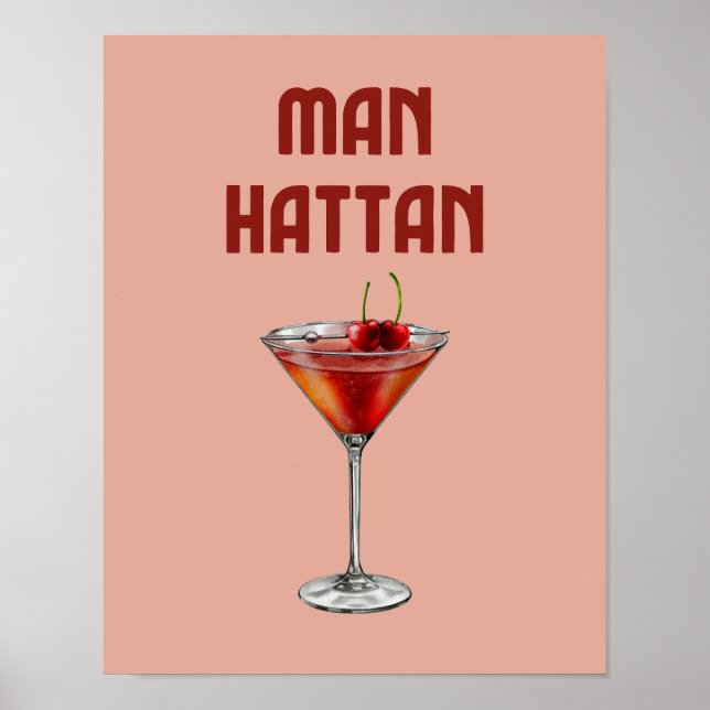 Manhattan Cocktail Red Retro Drink Poster (Vorne)