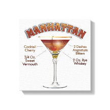 Manhattan Cocktail Rezept Art 12 "x12" Wrapped