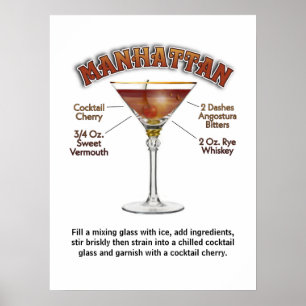 Manhattan Cocktail Rezept Art 18 "x24" Print Poste Poster