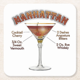 Manhattan Cocktail Rezept: Rechteckiger Pappuntersetzer