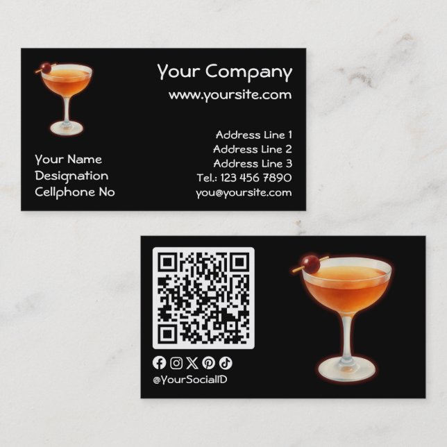 Manhattan Cocktail Visitenkarte (Vorne/Hinten)