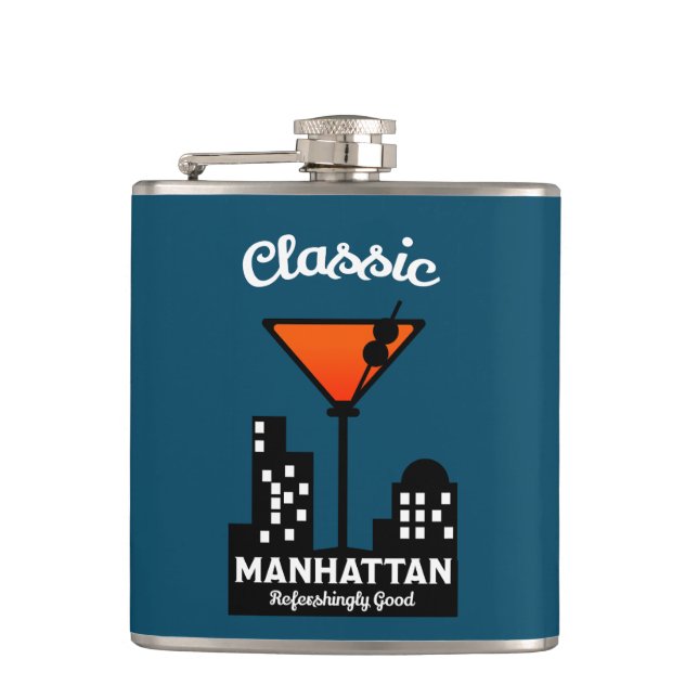 Manhattan Cocktail Wall Art Flachmann (Vorderseite)