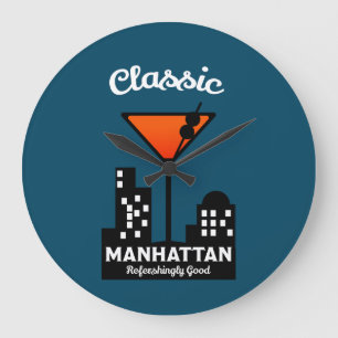 Manhattan Cocktail Wall Art Große Wanduhr