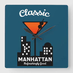 Manhattan Cocktail Wall Art Quadratische Wanduhr