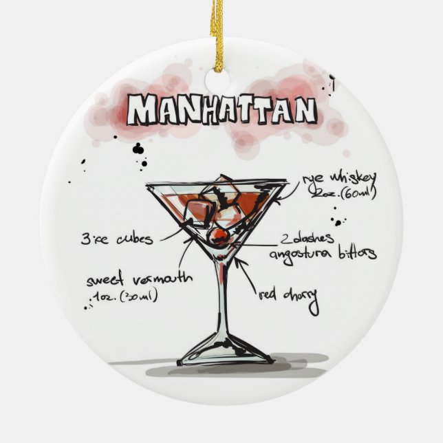 Manhattan Drink Recipe Design Keramikornament (Hinten)