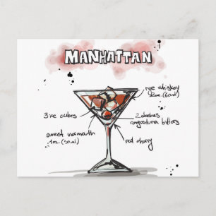 Manhattan Drink Recipe Design Postkarte