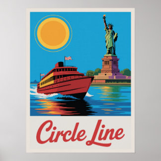 Manhattan Fähre Circle Line Statue Liberty Blick Poster