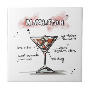 Manhattan-Getränk-Rezept-Entwurf Fliese
