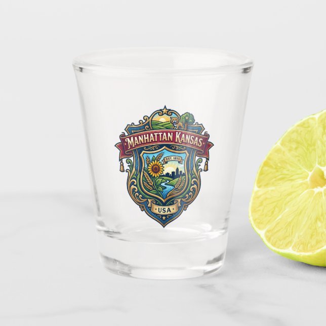 Manhattan, Kansas USA Schnapsglas (Vorderseite)