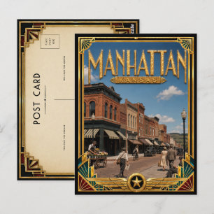 Manhattan Kansas Vintage Art Deco Golden Age Postkarte