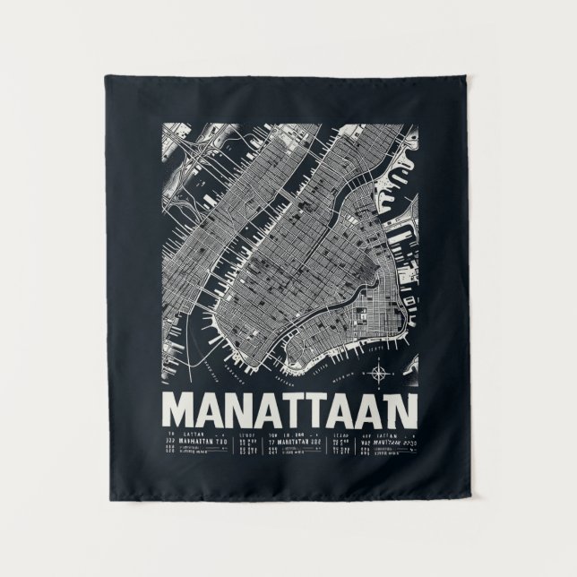 Manhattan Map Illustration Wandteppich (Vorderseite)
