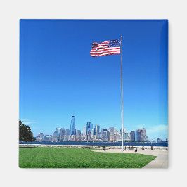 Manhattan mit USA Flagge Magnet
