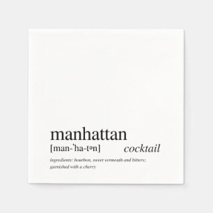 Manhattan Modern Quote Black Typografie Cocktail Serviette