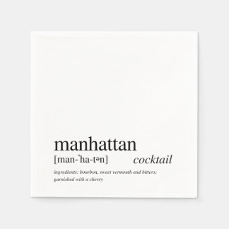 Manhattan Modern Quote Black Typografy Cocktail Serviette
