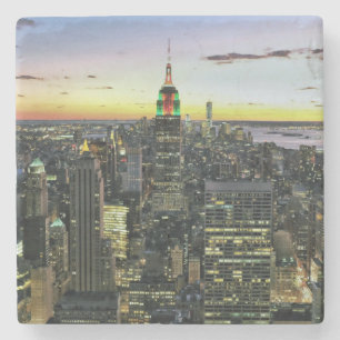 Manhattan New York bei Nacht Steinuntersetzer