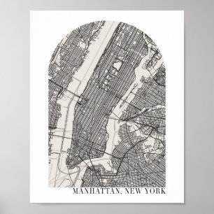 Manhattan New York Boho Minimal Arch Street Karte Poster