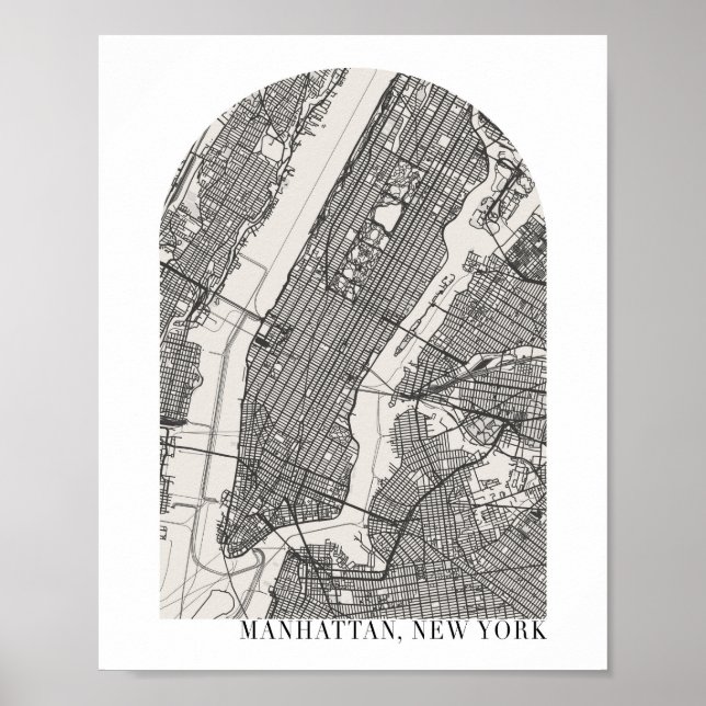 Manhattan New York Boho Minimal Arch Street Karte Poster (Vorne)