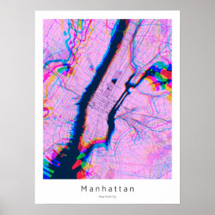 Manhattan New York City Abstrakte Pink Karte Poster