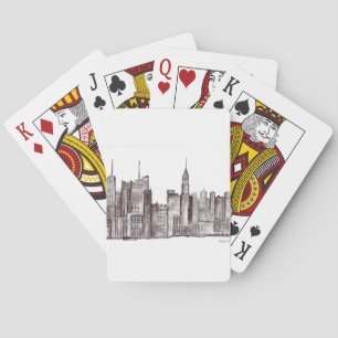 Manhattan New York City Aquarell Schwarz, modern Spielkarten