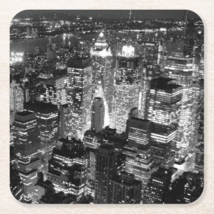 Manhattan New York City Night Black & White Rechteckiger Pappuntersetzer