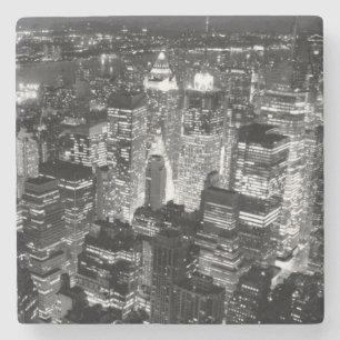 Manhattan New York City Night Black & White Steinuntersetzer